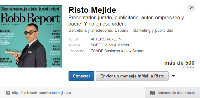 Cuentas de LinkedIn de famosos: Risto Mejide